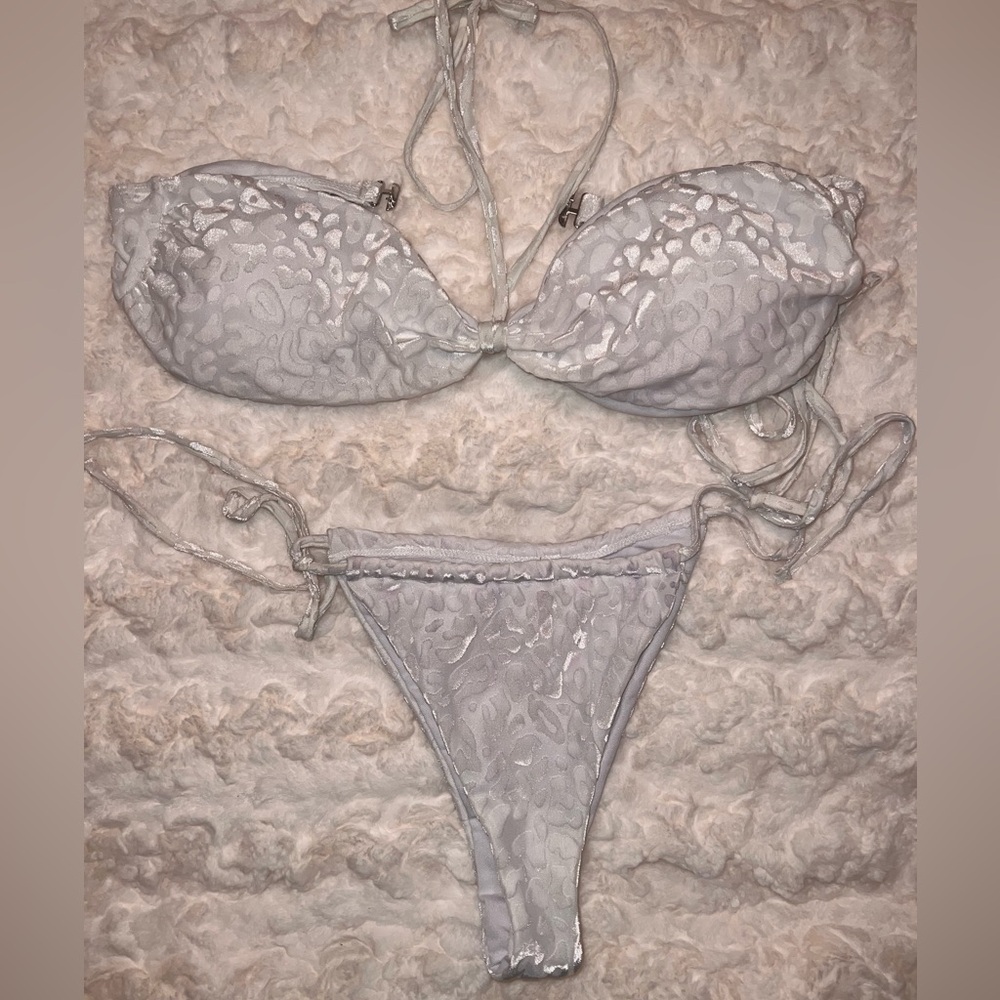 White velvet textured bikini
